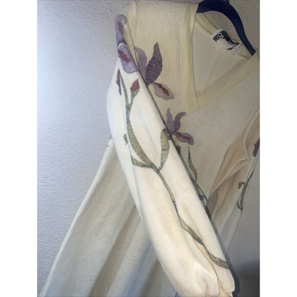 Vintage Womens Velvet Floral Metallic Maxi Dress Long Sleeve 7 70s 80s Romantic - Picture 6 of 11